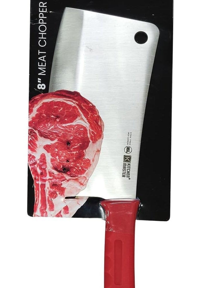 Kitchen Master 8 Inch Stainless Steel Meat Cleaver (Red) | NSF Certified for Raw Meat Chopping - Image 3